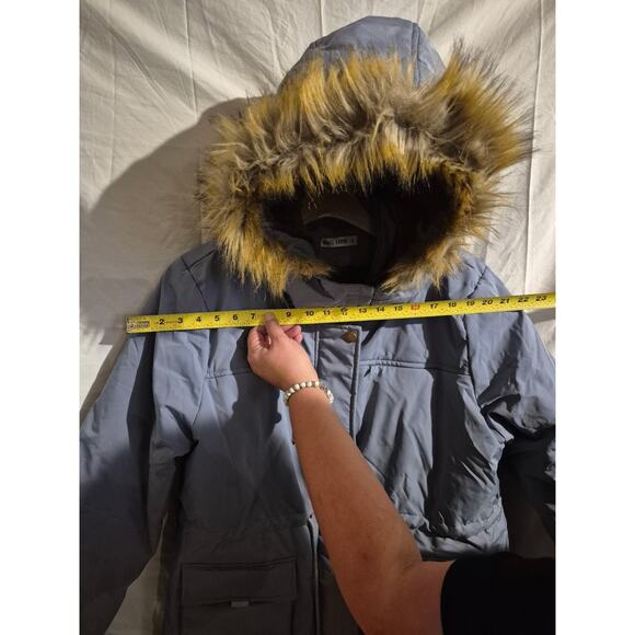 Grace Karin Womens Jacket Winter Coat Fleece Lined Hood Faux Fur Trim Blue XL - Picture 8 of 9